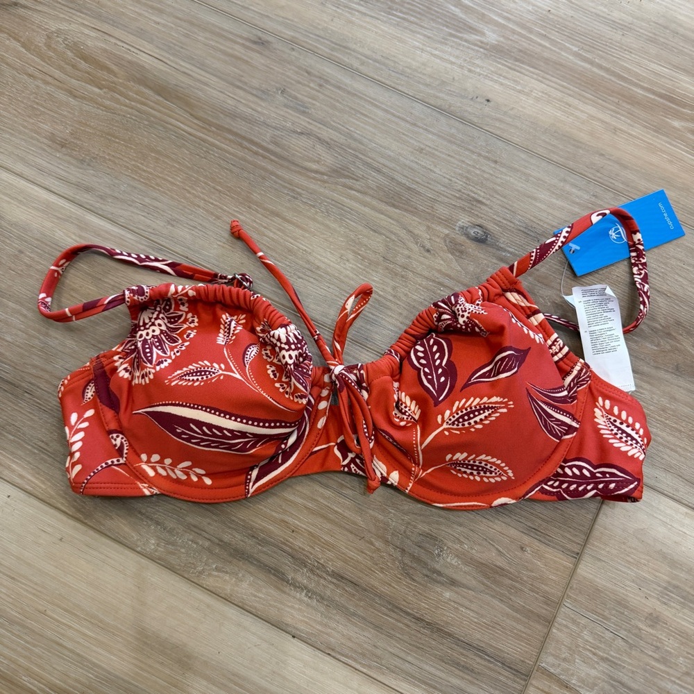 NEW Cupshe orange floral bikini top